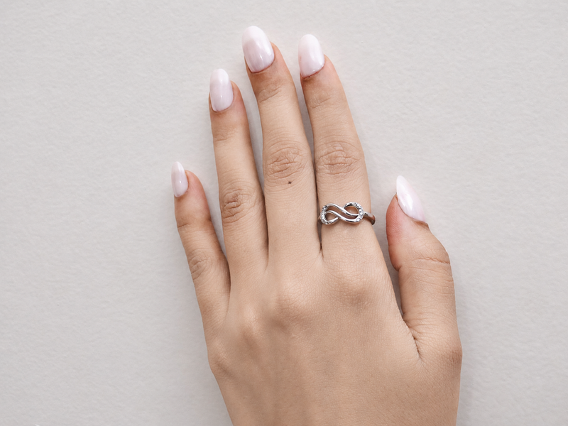 Silver Slim Pave Infinity Ring – view 3