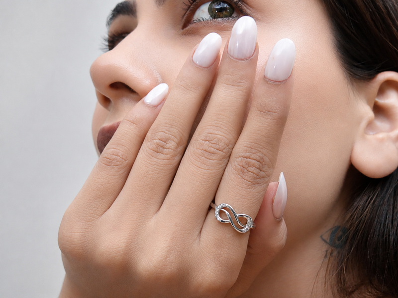Silver Slim Pave Infinity Ring – view 4