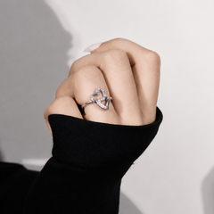 Silver Double Open Heart Pave Ring – view 4