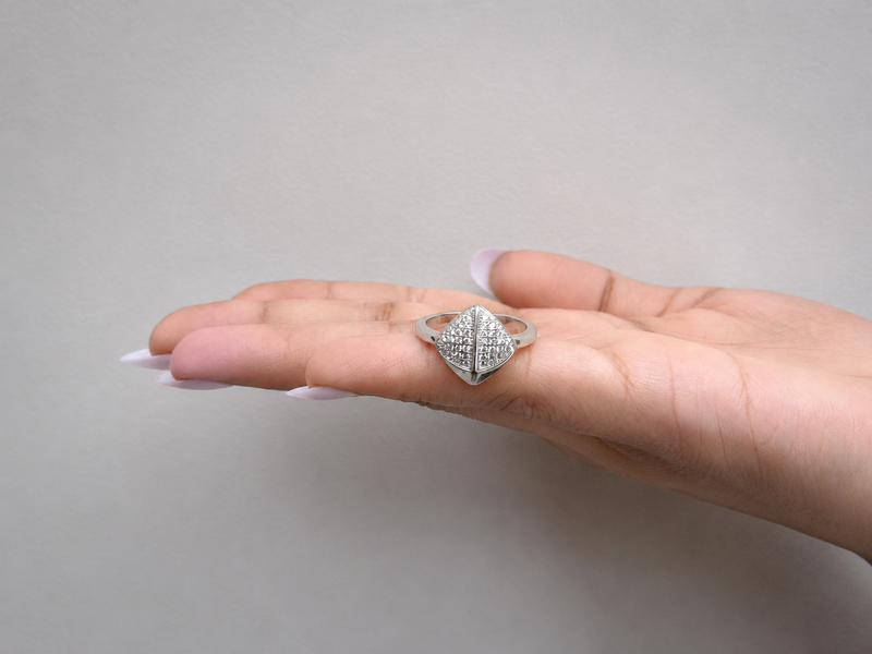 Silver Pave Pyramid Dome Ring – view 4