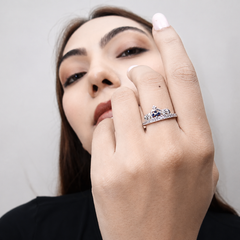 Silver Pave Crown Tiara Ring – view 2
