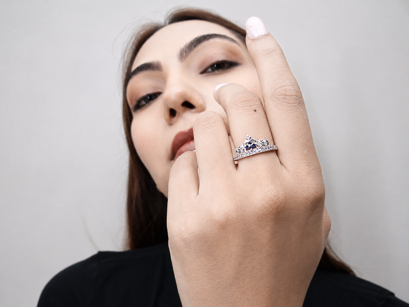 Silver Pave Crown Tiara Ring – view 2