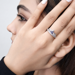 Silver Pave Crown Tiara Ring – view 4