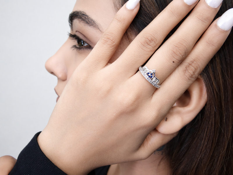 Silver Pave Crown Tiara Ring – view 4