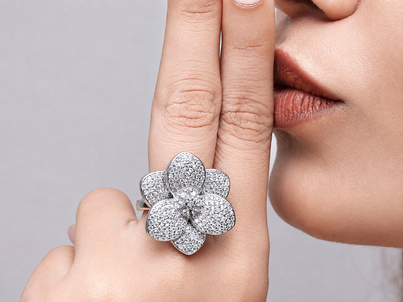 Silver Pave Butterfly Statement Ring – view 4