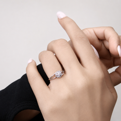 Silver Round Pave Cluster Split-Shank Ring – view 3