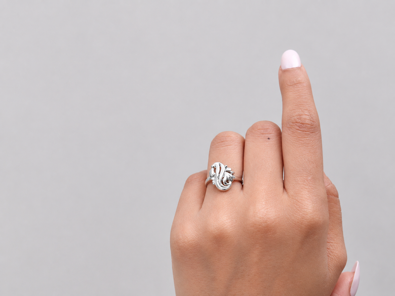 Silver Swirl Scroll Openwork Cocktail Ring – view 2