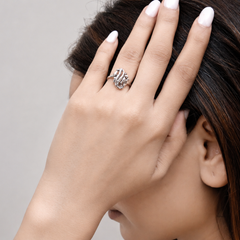 Silver Swirl Scroll Openwork Cocktail Ring – view 3