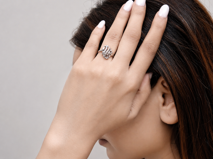 Silver Swirl Scroll Openwork Cocktail Ring – view 3