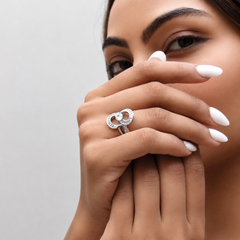 Silver Baguette Swirl Solitaire Cocktail Ring – view 2