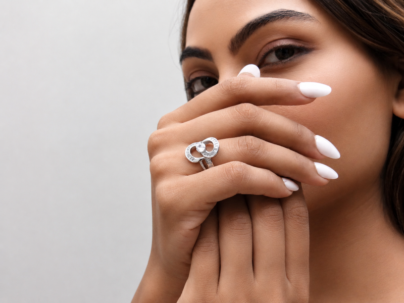 Silver Baguette Swirl Solitaire Cocktail Ring – view 2