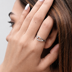 Silver Interlocking Pave Loop Ring – view 2