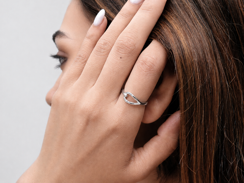 Silver Interlocking Pave Loop Ring – view 2