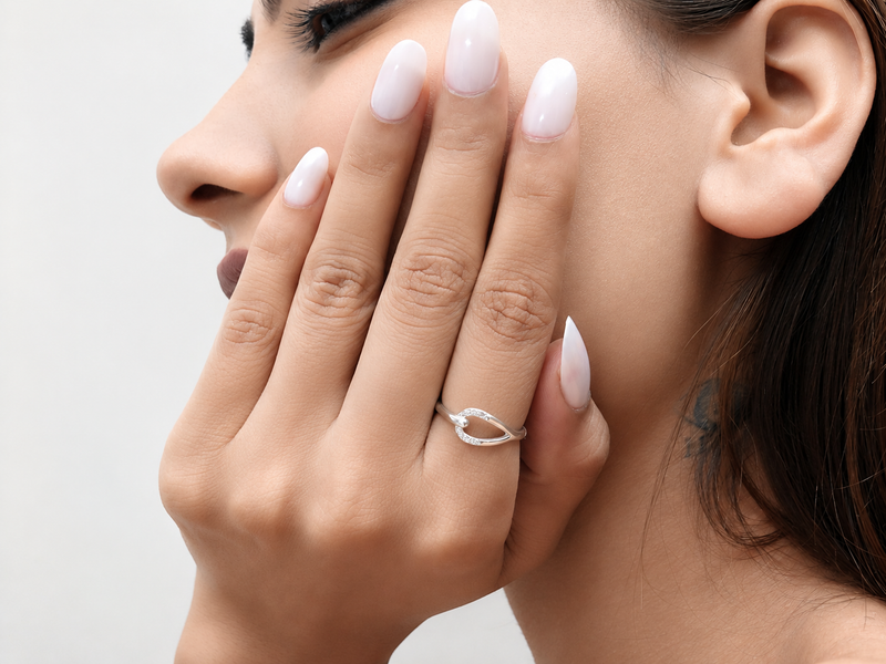 Silver Interlocking Pave Loop Ring – view 3
