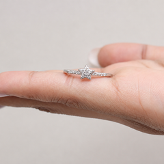 Silver Pave Star Slim Band Ring – view 4
