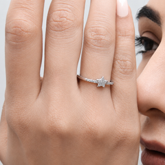 Silver Pave Star Slim Band Ring – view 3