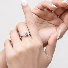 Silver Pave Circle Open Heart Ring – view 4