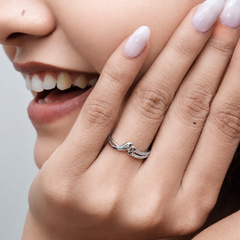 Silver Pave Swirl Wave Ring – view 2