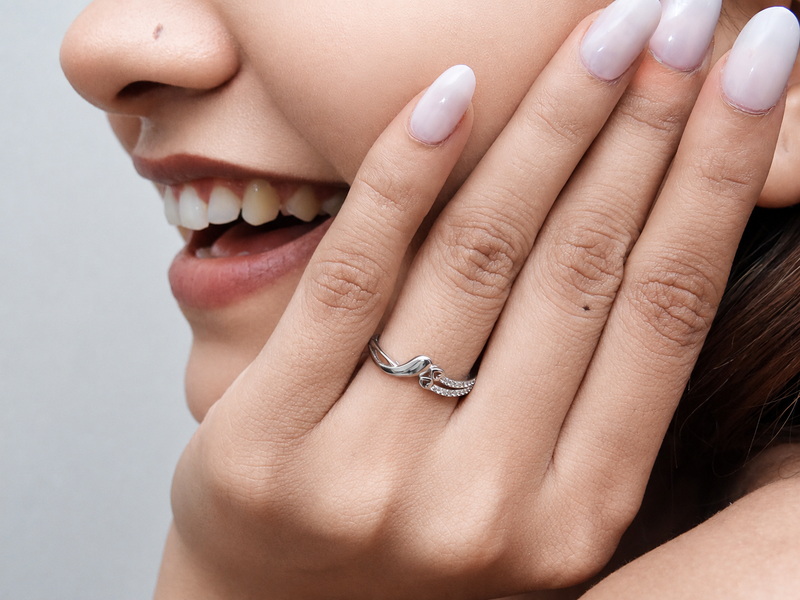 Silver Pave Swirl Wave Ring – view 2
