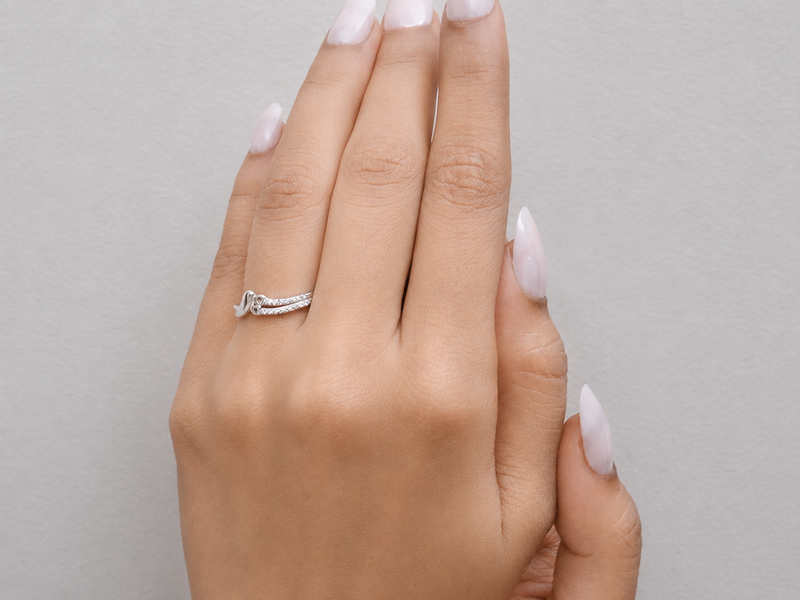 Silver Pave Swirl Wave Ring – view 3