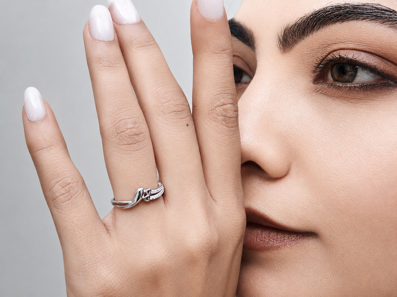 Silver Pave Swirl Wave Ring – view 4