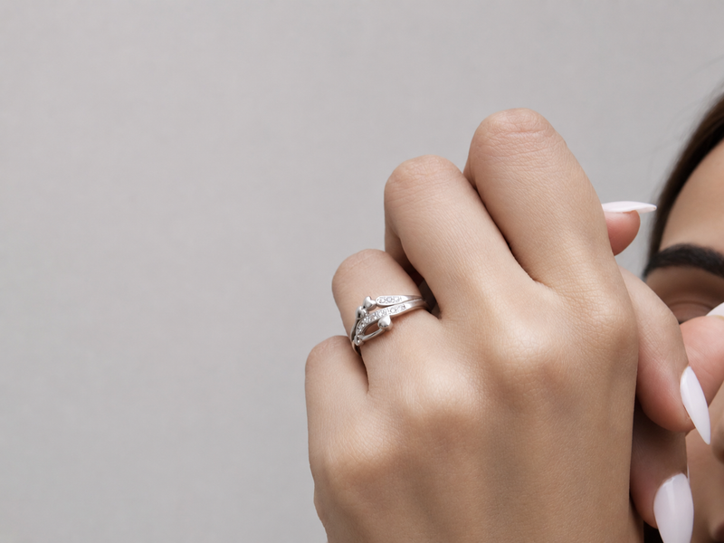 Silver Pave Bow & Heart Ring – view 2