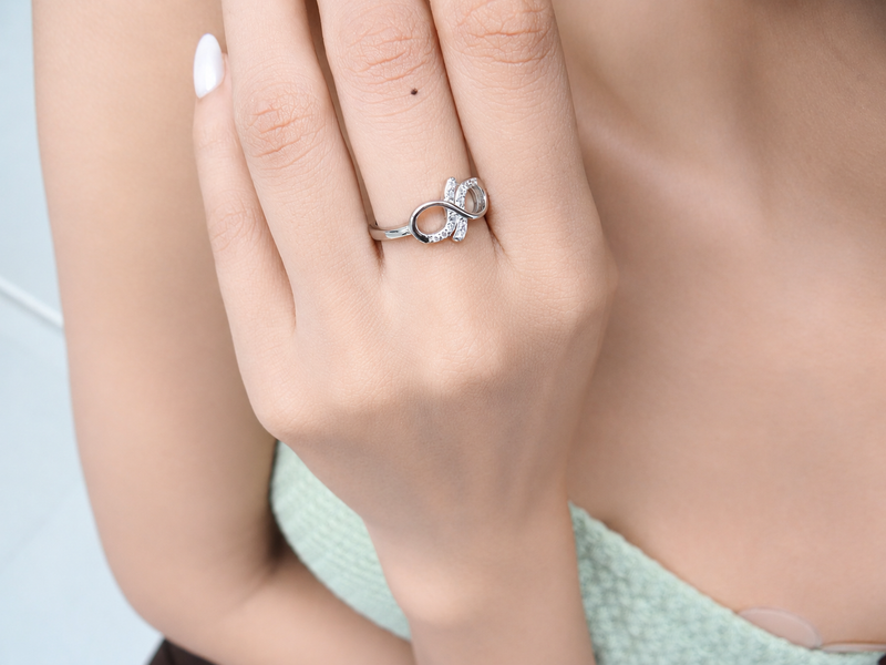 Silver Bold Pave Infinity Ring – view 3