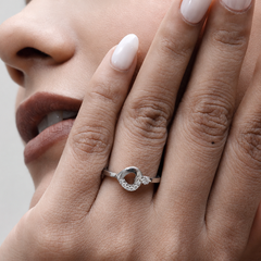 Silver Open Circle CZ Accent Ring – view 2