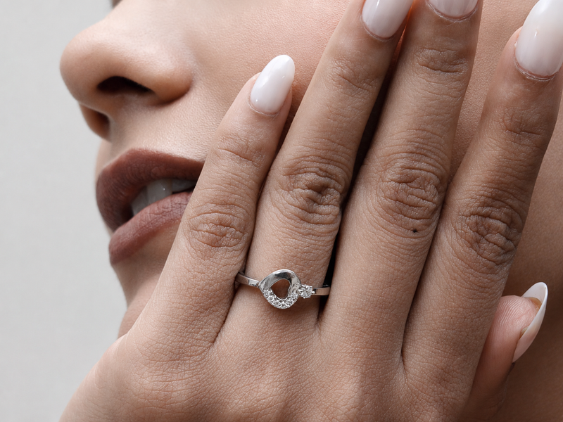 Silver Open Circle CZ Accent Ring – view 2