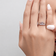 Silver Openwork Crown Heart Ring – view 2
