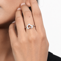 Silver Open Pave Heart Ring – view 2