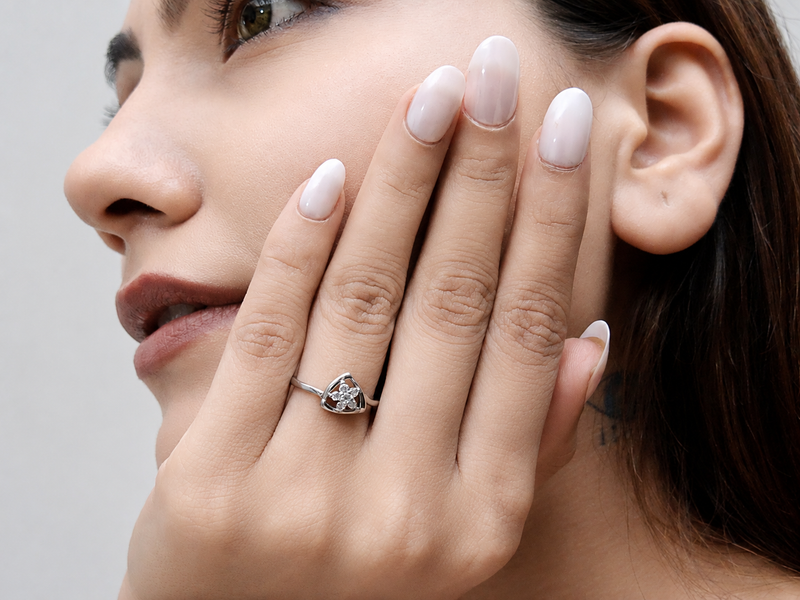 Silver Pave Trefoil Cluster Ring – view 3