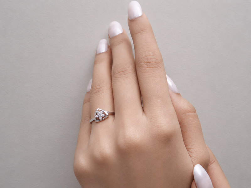 Silver Pave Trefoil Cluster Ring – view 4