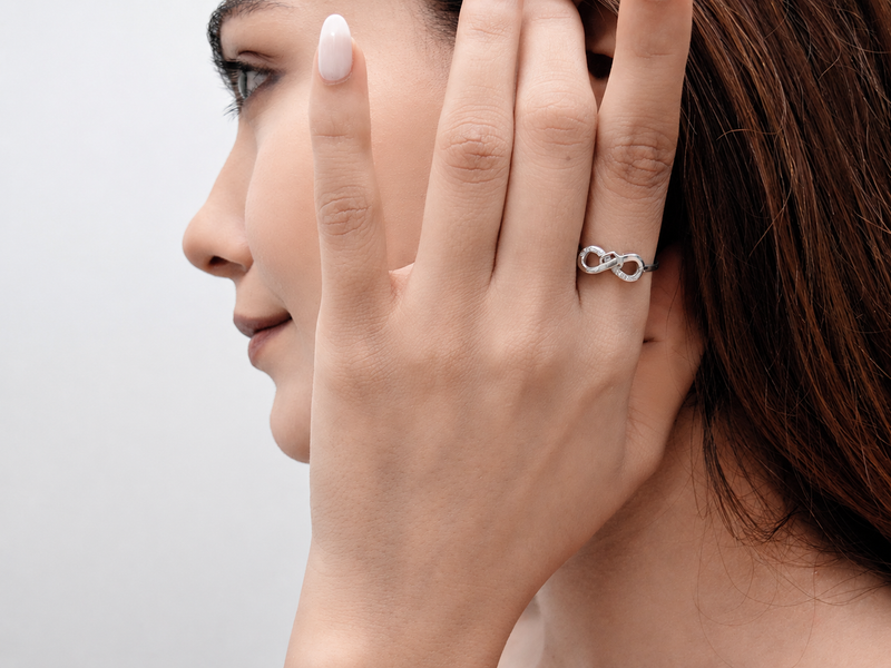 Silver Pave Infinity Ring – view 3