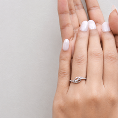 Silver Open Love Knot Pave Ring – view 2