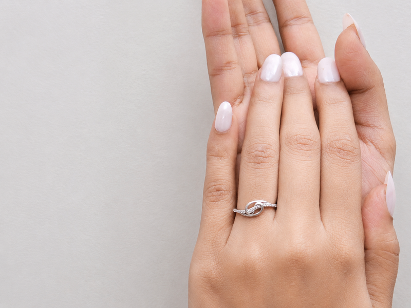 Silver Open Love Knot Pave Ring – view 2