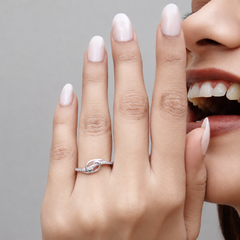 Silver Open Love Knot Pave Ring – view 3