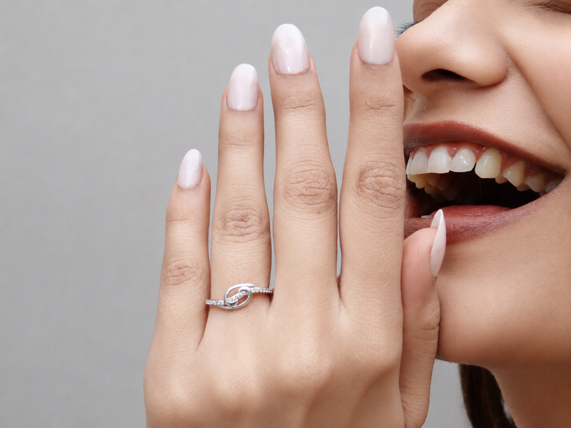 Silver Open Love Knot Pave Ring – view 3