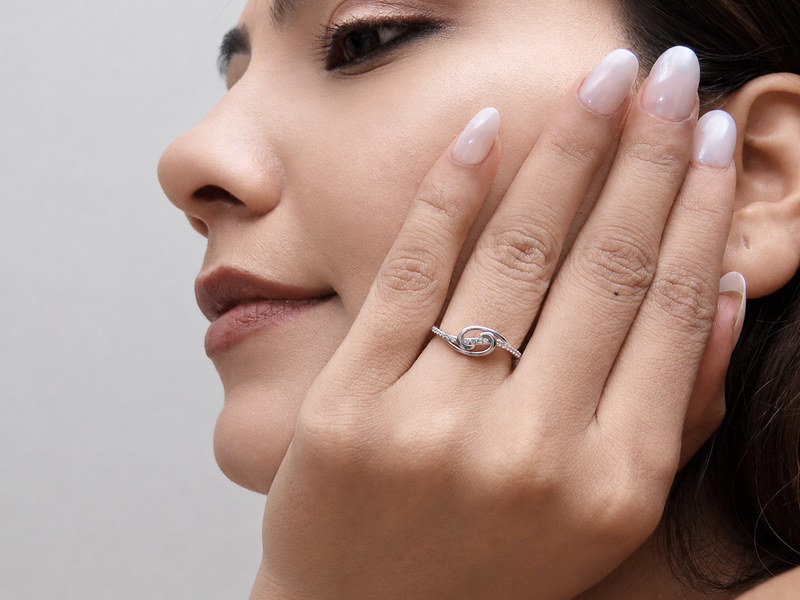 Silver Open Love Knot Pave Ring – view 4