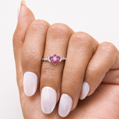 Silver Ruby & CZ Flower Cluster Ring – view 4