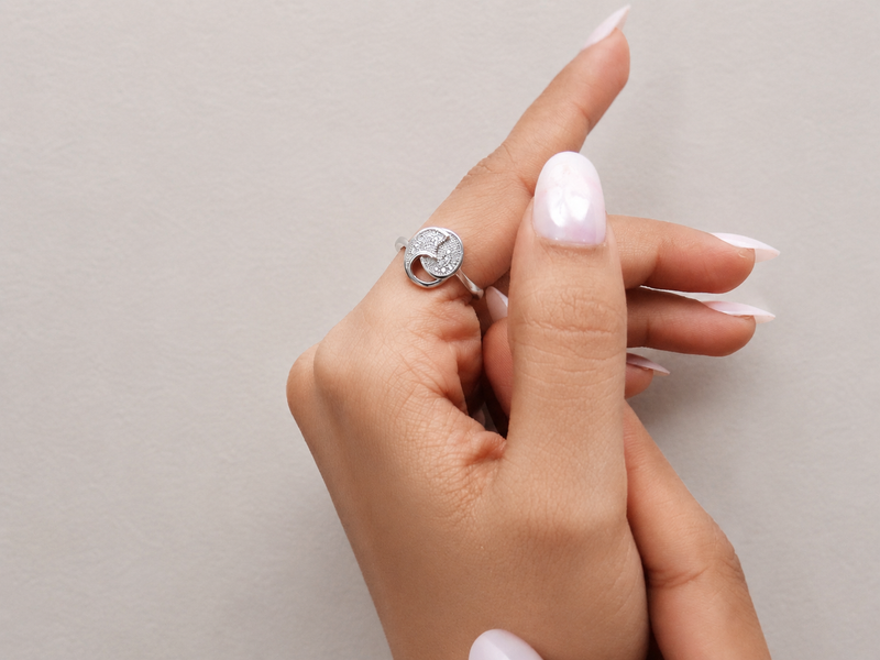 Silver Pave Swirl Disc Ring – view 4