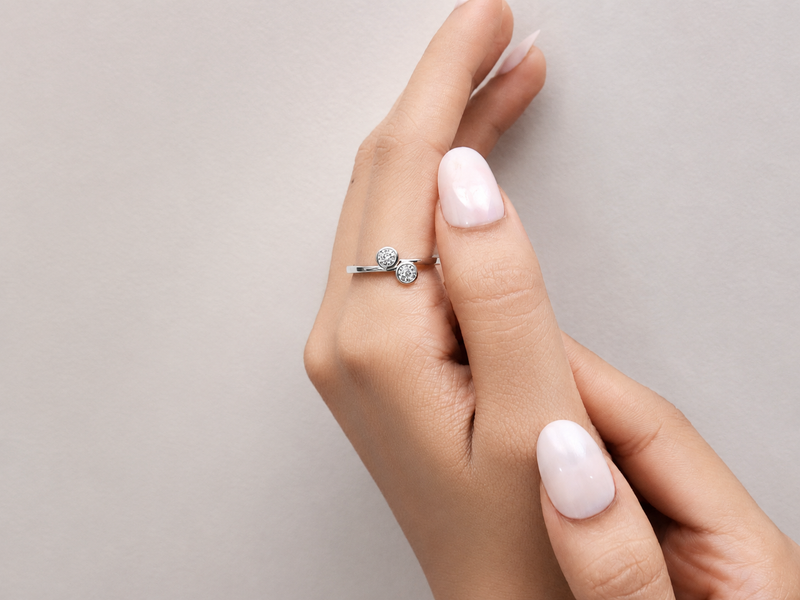 Silver Twin Pave Disc Ring – view 2