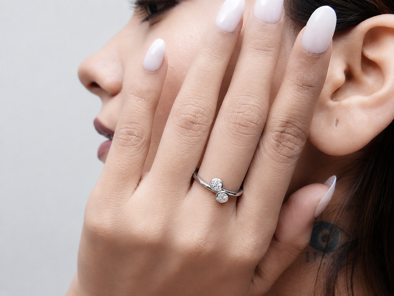 Silver Twin Pave Disc Ring – view 4