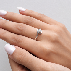 Silver Pave Cluster Circle Wave Ring – view 2