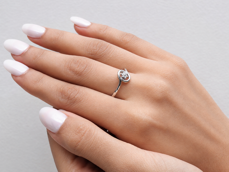Silver Pave Cluster Circle Wave Ring – view 2