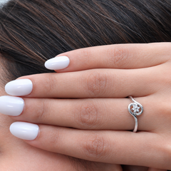 Silver Pave Cluster Circle Wave Ring – view 4