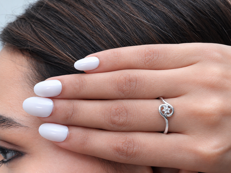 Silver Pave Cluster Circle Wave Ring – view 4