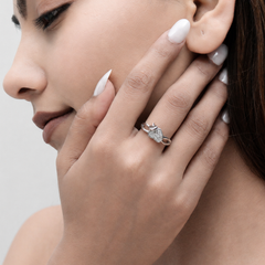 Silver Pave Heart with Dangling Heart Ring – view 4