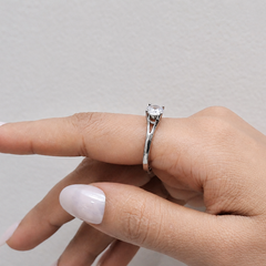 Silver Round Solitaire Split-Shank Ring – view 2