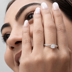 Silver Round Solitaire Split-Shank Ring – view 4